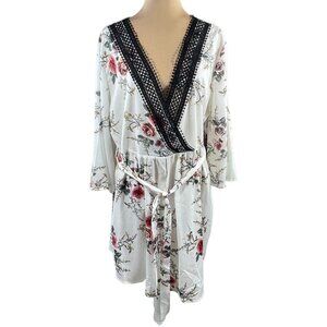 Lavishe Tunic Dress Floral Lightweight V-Neck Rose Floral Size 4XL